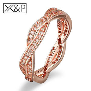 925 Sterling Silver Braided Pave Finger Ring - Melodiess