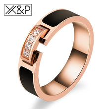 Load image into Gallery viewer, Luxury Zircon Crystal Inlay Black Ring - Melodiess