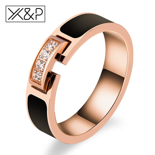 Luxury Zircon Crystal Inlay Black Ring - Melodiess