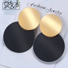 Load image into Gallery viewer, Gold Color Round Metal Statement Earrings - Melodiess
