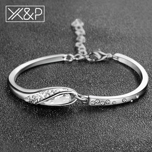Luxury Silver Crystal Link Chain Charm Bracelets - Melodiess