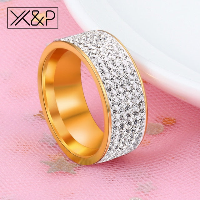 Stainless Steel Crystal Ring - Melodiess